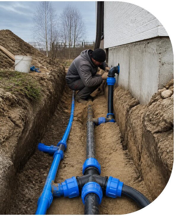 Монтаж наружного водопровода на участке под ключ в Северске